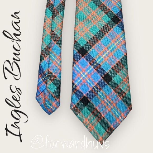 Vintage Ingles Buchan Tartan Necktie - Scottish Elegance in Pure Wool - Picture 4 of 8